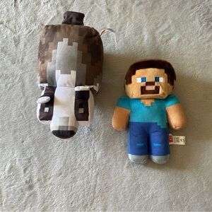 Minecraft Steve and Badger Plush Toy Set